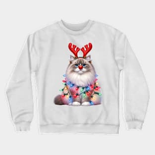 Christmas Red Nose Ragdoll Cat Crewneck Sweatshirt